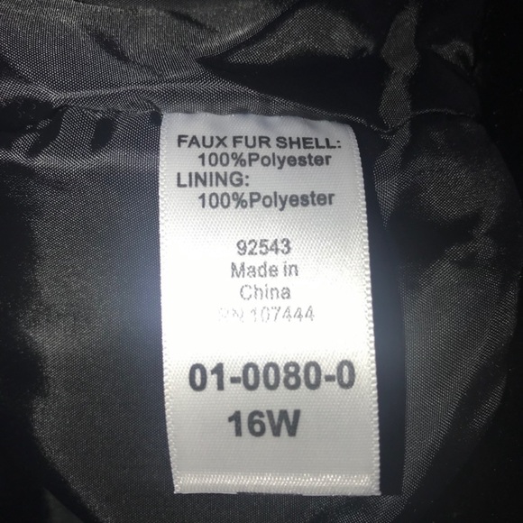 NWOT Jessica London 16W black faux fur cropped 1 button jacket - Picture 9 of 12